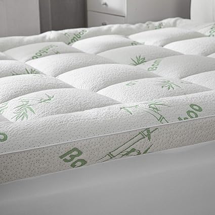 Bamboo Mattress Topper Queen Size with 8-21" Deep Pocket Mattress Pad for Back Pain Pillow Top Mattress Cooling Cover Quilted Mattress Protector with 1200 GSM Down Alternative Fill (60x80)