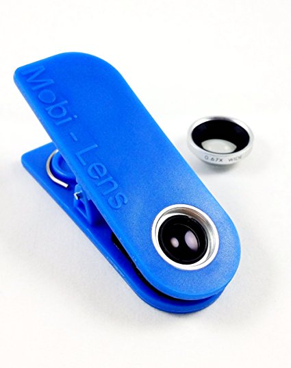 Mobi-Lens Clip On Lens Wide, Macro Lens for iPhone 6 Plus 6 5s 5c 5, Note 4 3 Galaxy S4 S5 S6 Edge - Blue