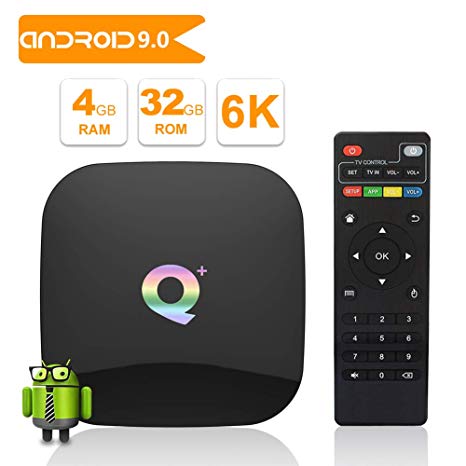 2019 Q Plus Android 9.0 TV Box 4GB RAM 32GB ROM WiFi 2.4GHz Quad-core cortex-A53 HDMI 2.0 Support 6K 3D/H.265
