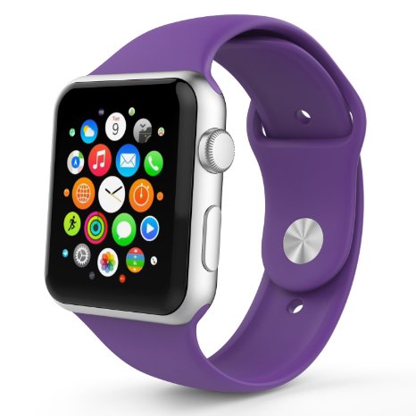 Apple Watch Band MoKo Soft Silicone Replacement Sport Band for 38mm Apple Watch Models PURPLE 3 Pieces of Bands Included for 2 Lengths Not Fit 42mm version 2015