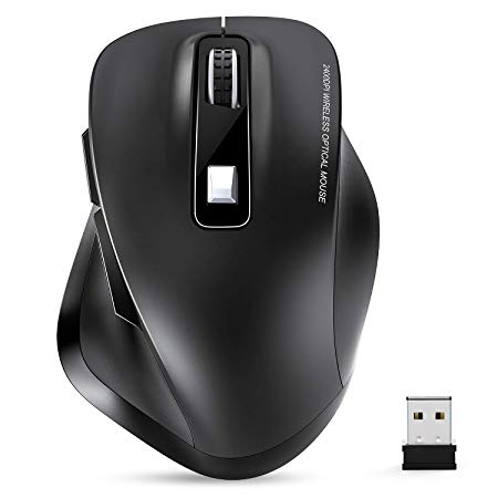 Wireless Mouse, TedGem 2.4G USB Mouse Computer Optical Mouse Full Size Ergonomic Mouse with USB Receiver 6 Buttons Laptop Mouse 5-Level DPI Adjustable Portable Mice for Laptop,PC,Windows,MacOs