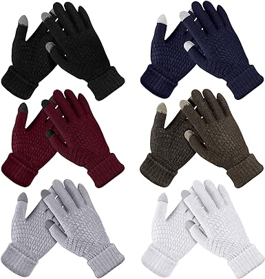 SATINIOR 6 Pair Women Winter Touch Screen Gloves Warm Fleece Lined Knit Gloves for Women Girl