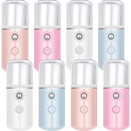 8 Pieces Nano Sprayer Nano Facial Mister Portable Mini Face Mist Handy Sprayer Atomization USB Rechargeable Face Steamer Sprayer for Skin Care Eyelash Extensions