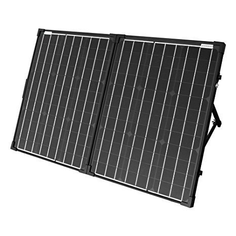 ACOPOWER 100 Watt 100W All Black Mono Foldable Solar Panel with Charge Controller for 12 Volt Battery Charging, Off Grid