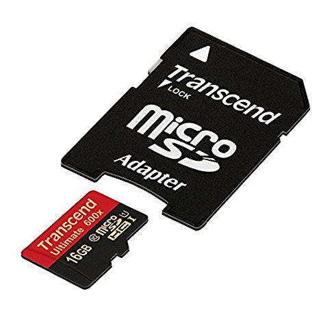 Transcend 16 GB MicroSDHC Class 10 UHS-I Memory card with Adapter 90 Mb/s (TS16GUSDHC10U1)