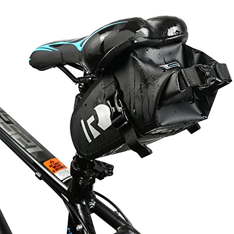 BicycleStore the Newest Bike Saddle Bag Waterproof Bicycle Seat Pack With PVC Net Clamping Cloth Lightweight & Adjustable Seat Bag Black