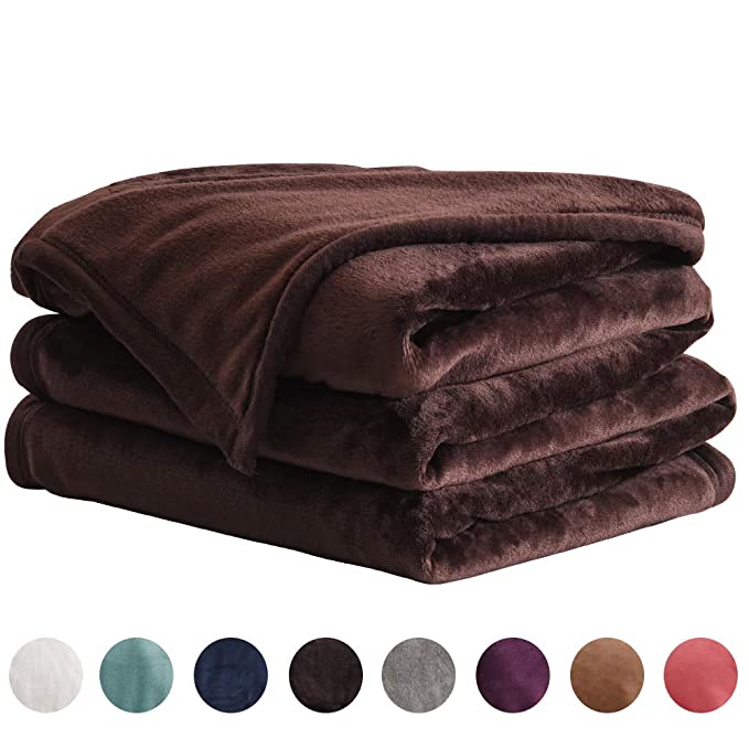 LIANLAM Queen Size Fleece Blanket Lightweight Super Soft and All Season Warm Fuzzy Plush Cozy Luxury Bed Blankets Microfiber (Coffee, 90"x90")