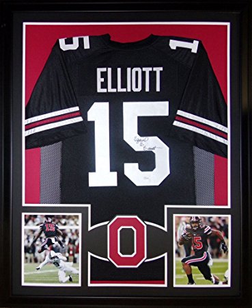 Ezekiel Elliott Framed Jersey Signed JSA COA Autographed Ohio State Cowboys Black
