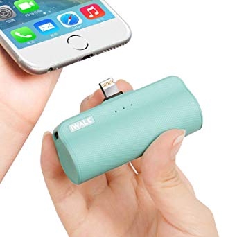 iWALK Battery Charger Portable with Built in Connector, 3300mAh Mini Portable Charger Power Bank Compatible with iPhone Xs XR X 8 Plus 7 6 Pus,Green