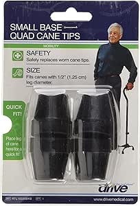 Drive Medical Small Base Quad Cane Tips, Black (RTL10320BKB)