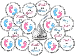 324 Pink and Blue Gender Reveal Baby Shower Favors Stickers for Baby Shower Or Baby Sprinkle Party Decorations, Boy or Girl Kisses Stickers, Baby Shower Gender Reveal Favors, Labels Made in USA