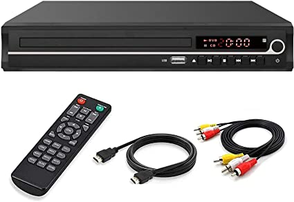 DVD Player,VATI HDMI DVD Player for Smart TV Support 1080P Full HD with HDMI Cable Remote Control USB Input Region Free Home DVD Players