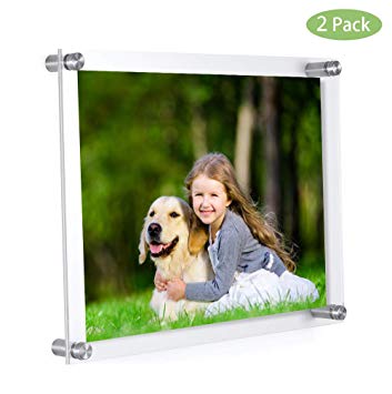 Meetu Acrylic Picture Frames 11 x 14 -Inner 10x12 Photo Frames Wall Frames to Display Family Pictures, Baby Pictures, Documents, Arts, Dog Pictures -Make Clear Float 3D Look (2 Pack)