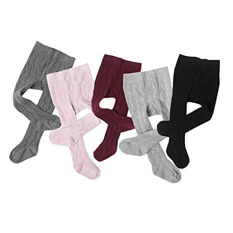 Taiycyxgan Baby Toddler Girls Boys Cable Knit Tights 5 Pack Girls Legging Pants Stocking