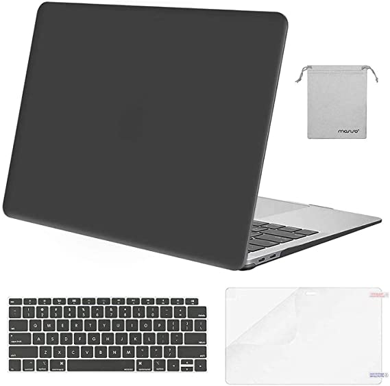 MOSISO Compatible with MacBook Air 13 inch Case 2021 2020 2019 2018 Release A2337 M1 A2179 A1932 Retina Display Touch ID, Plastic Hard Shell&Keyboard Cover&Screen Protector&Storage Bag, Space Gray