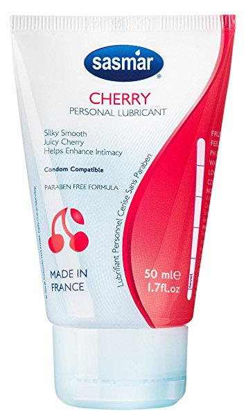 Cherry Flavored Edible Personal Lubricant, 1.7 Ounce by Sasmar, Long Lasting Lube With The Scent and Flavor Of Juicy Cherries