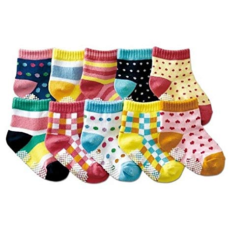 B&S FEEL Baby's 10-pair Printing Quarter Socks Set (anti-slip 1-3 years old)