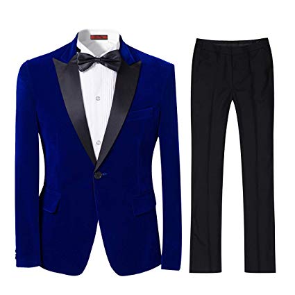 Cloudstyle Mens 2-Piece Suit Peaked Lapel One Button Tuxedo Slim Fit Dinner Jacket & Pants