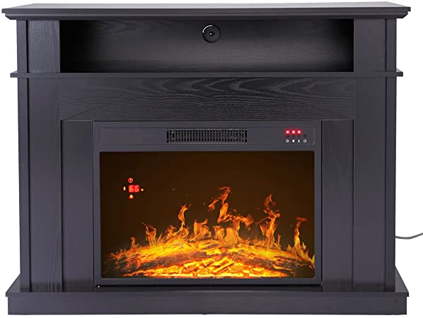 JAXSUNNY 41" Fireplace Space Heater,Freestanding Large Electric Stove Fireplace Insert TV Stand,1500W 1250W Heat,w/Remote Control,Black