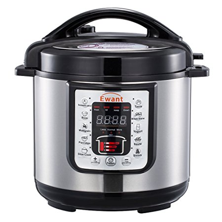 Ewant Stainless Steel Multifunctional Electric Cooker with 3 Level Pressure Setting, 6 qt, Silver