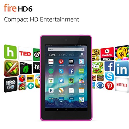 Fire HD 6 Tablet, 6" HD Display, Wi-Fi, 8 GB - Includes Special Offers, Magenta