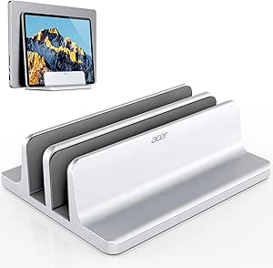 acer Dual Vertical Laptop Stand, Upright Desktop Stand Holder with Adjustable Dock (Up to 15.7''), Aluminum Laptop Rack Storage Desk Organizer for Tablet, MacBook/Samsung/HP/Dell/Chrome Book