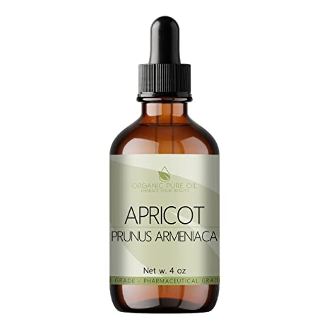 Apricot Kernel Oil - 100% Pure, Organic, Cold Pressed, Unrefined, Pharmaceutical Therapy Grade Kernal - Perfect for Massage, Skin, Hair & Body Care 4 OZ
