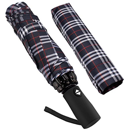 Doryum Automatic Travel Umbrella with Safe Auto Lock Design Windproof Folding Inverted Umbrella