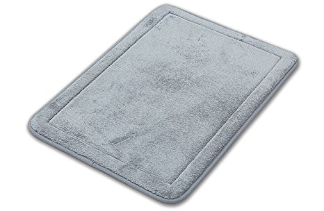 Comfortable Non-Slip Luxurious Soft Memory Foam Bath Rug Mat, 17" x 24", Set of 2 (Gray)