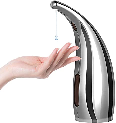 ETE ETMATE Automatic Soap Dispenser, Touchless Electric Auto Sensor Soap Dispenser, 300ML Kitchen Bathroom Waterproof Dish Liquid Dispenser (Silver)