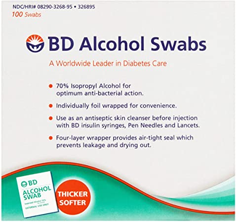 BD Alcohol Swabs 100 Each (Pack of 3)