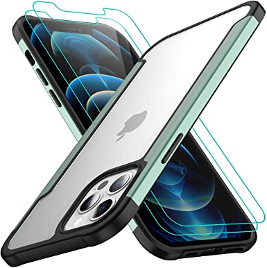 AEDILYS Compatible with iPhone 12 case, Compatible with iPhone 12 pro Case,[Airbag Series] with [2xScreen Protector] 15Ft. Drop Tested [Scratch-Resistant] 6.1 Inc- Light Green