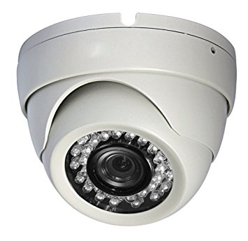 iPower Security SCCAME0044 Indoor Outdoor 850TVL Dome Security Camera with 70-Feet 3.6mm 24 IR LED (White)