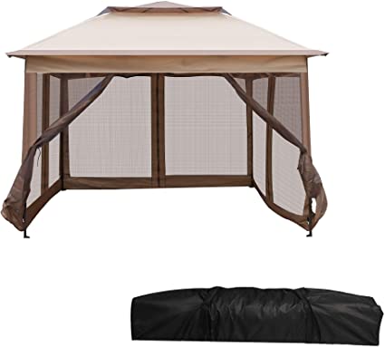 LUCKYERMORE Pop Up Canopy Tent with Mesh Sidewall Height Adjustable Outdoor Gazebos with Carry Bag for Patio Garden Backyard,Tienda emergente de Dosel