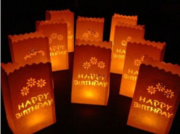 EWIN(R) 10pcs Happy Birthday Paper Bag Lanterns Luminaries Tea Light Luminary Party (HappyBirthday)