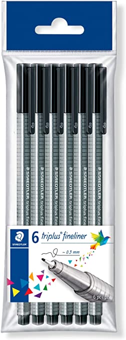 Staedtler Triplus Fineliner Tips - Pack of 6 Pack of 6, Black (334-9 PB6 ST)