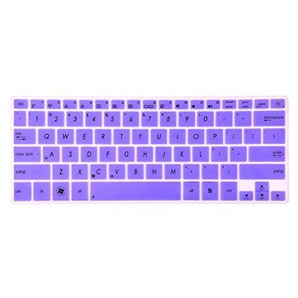 [2 PACK] FORITO Silicone Keyboard Cover for ASUS Zenbook 13.3-Inch UX31, UX32, UX30, Q302LA, UX42 (US Layout) - Asus Zenbook Accessories Cover Skin, 2PCS Pack (Purple   Clear)