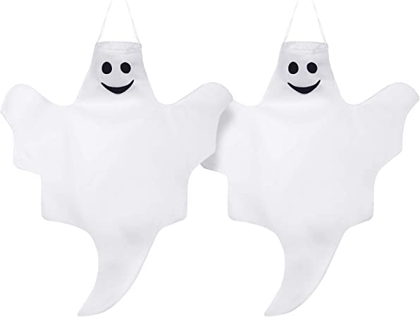 Skylety 2 Pieces 32 Inch Ghost Windsock Halloween Hanging Decoration for Outdoor Hanging