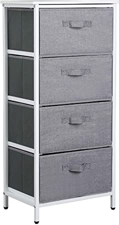 HOME BI Wide Drawer Storage Dresser, Entertainment Unit Center Cabinet, Storage Organizer Unit for Bedroom/Living Room/Office/Entryway (Light Grey, 4-Drawers)