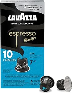 Lavazza Espresso Maestro DEK Medium Roast Coffee Capsules Compatible with Nespresso Original Machines, Round and well-balanced espresso, notes of dried fruit, light chocolate aftertaste (100 pack)