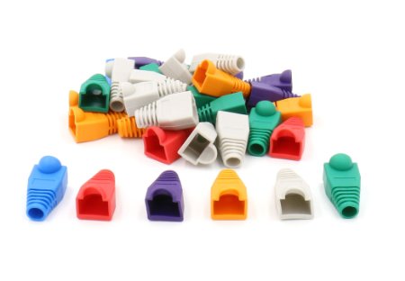 iExcell® 120 Pcs Soft Plastic Ethernet RJ45 Cable Connector Boots Plug Cover,Green Red Purple Orange Blue Gray Each 20 Pcs