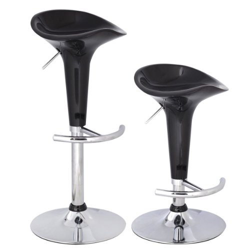 Giantex Set of 2 Modern Bombo Style Swivel Barstools Adjustable Counter Chair Bar Stools Black