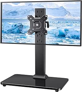 ErGear Single Monitor Stand for 13-34 inch Screens up to 44 lbs, Free-Standing Monitor Riser with 5 Height Settings, Tabletop Monitor Stand with Tempered Glass Base, Max VESA 100x100mm, EGTVS29