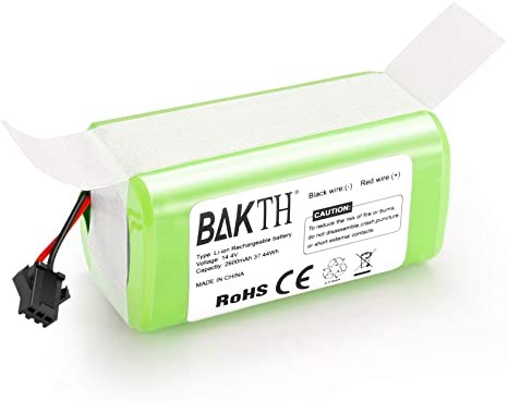 BAKTH 14.4V 2600mAh Li-ion Replacement Battery Compatible with Ecovacs Deebot N79 N79S DN622 and RoboVac 11, 11S, 11S MAX, 12, 15C, 15C MAX, 15T, 30, 30C, 30 MAX, 35C