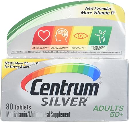 Centrum Silver Multivitamin Supplement For Adults Over 50, 80 Tablets