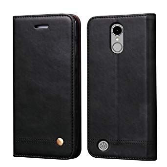 LG K8 2017 Case,LG Phoenix 3 Case,LG Aristo Case,LG Fortune/LG Rebel 2 LTE/LG Risio 2 /LG LV3 Case,RUIHUI Flip Leather Protective Wallet Cover Case with Card Slots,Kickstand and Magnetic Closure,Black