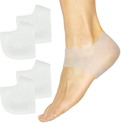 ViveSole Gel Heel Protectors (2 Pairs) - Silicone Gel Guard for Women and Men - Moisturizing for Blister, Cracked Foot, Plantar Fasciitis, Spur Relief - Soft Cushion Support - Protective Insert Sleeve