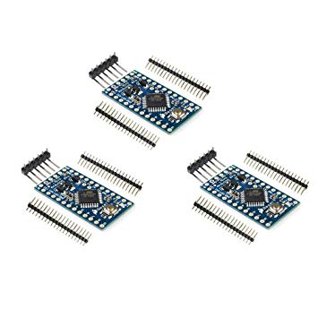 HiLetgo 3pcs PRO Mini Atmega328P-AU 5V/16MHz Development Board Microcontroller Bootloadered Pinout is identical to Arduino Pro Mini Compatible to Arduino IDE with Pin Headers