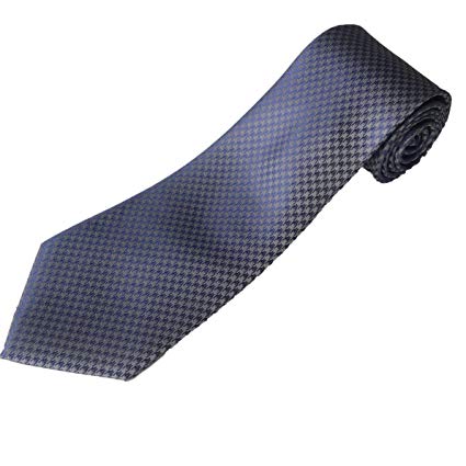 100% Silk Extra Long Necktie for Big and Tall Men - Houndstooth Pattern - 63” XL or 70” XXL