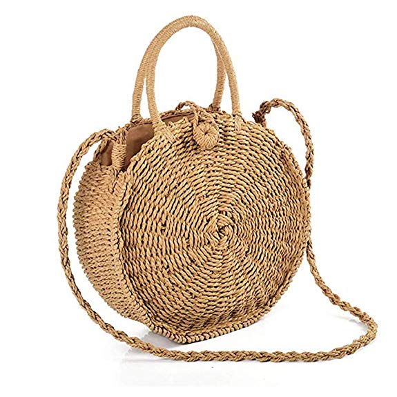 SHUIBIAN Women Straw Crossbody Bag Crochet Shoulder Summer Bag Round Handbags Beach Bag …